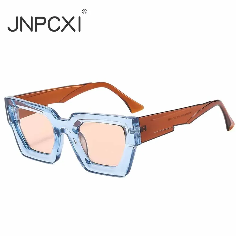 JNPCXI Neue Quadratische Herren Mode Zweifarbige Outdoor-Sonnenbrille Retro Graue Gläser UV400 Damen Trendige Sonnenbrillen