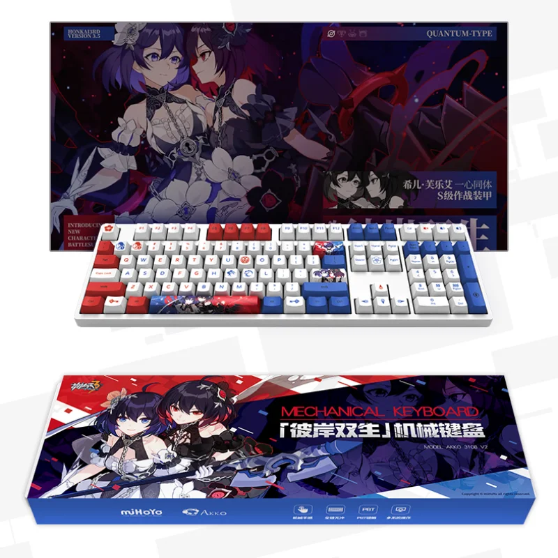 Akko 3108v2 Co фирменная проводная игровая механическая клавиатура для киберспорта Bian Shuangsheng, изготовленная по индивидуальному заказу, материал Pbt, полноценная клавиатура без столкновений Akko 3108v2 Co фирменная проводная игровая механическая клавиатура для киберспорта Bian Shuangsheng, изготовленная по индивидуальному заказу, материал Pbt, полноценная клавиатура без столкновений