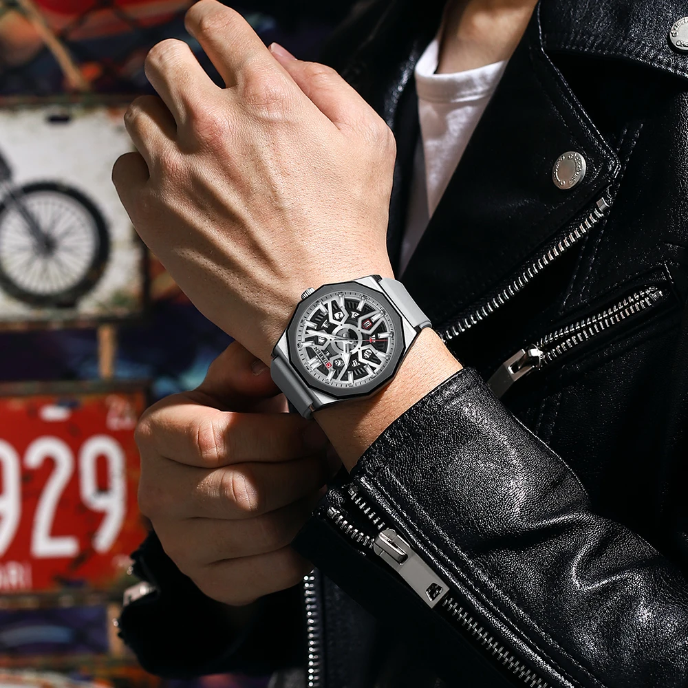 Orologio da uomo sportivo casual al quarzo impermeabile in gel di silice per uomo con data automatica e lancette dell'orologio 8437_voghion.com