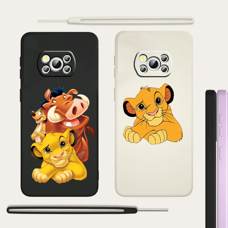 Disney Lion King Simba Liquid Left Rope Per Xiaomi Mi Poco X5 X4 X3 M6 M5 M5S M4 M3 F5 F4 F3 C55 C40 Pro 5G Back Phone Case