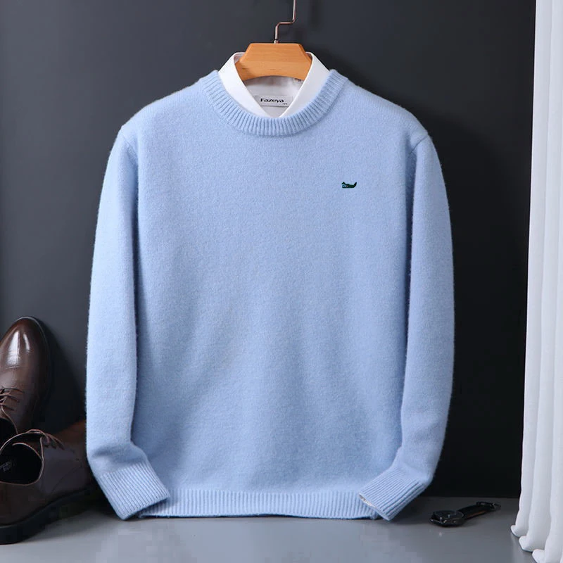 Cashmere Sweater O-neck Pullovers Men's Loose Oversized M-5XL Knitted Bottom Shirt Autumn Winter New Korean Casual Warm Top 4