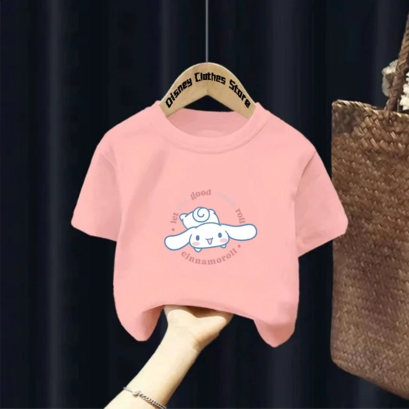 Cartoon Sanrio Collaboration Short-sleeved T-shirt for Women Kuromi Bay Dog Melody for Girls Boys Summer fashion top Pants 5