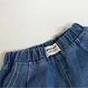 2024 New Denim Blue Versatile Toddler Baby Jeans Solid Trendy Korean Style Spring Children Boys Grils Pants 5