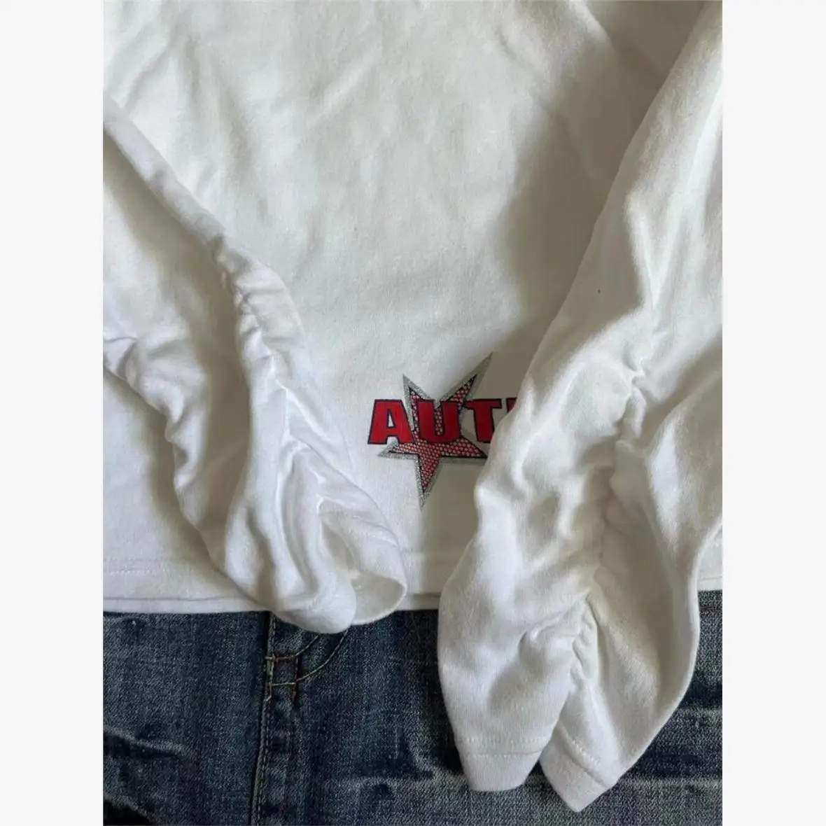 Retro American Y2K Long Sve T-irt Women's Dstring Print Base irt Spring Autumn Design Cool Sle Straight Cut