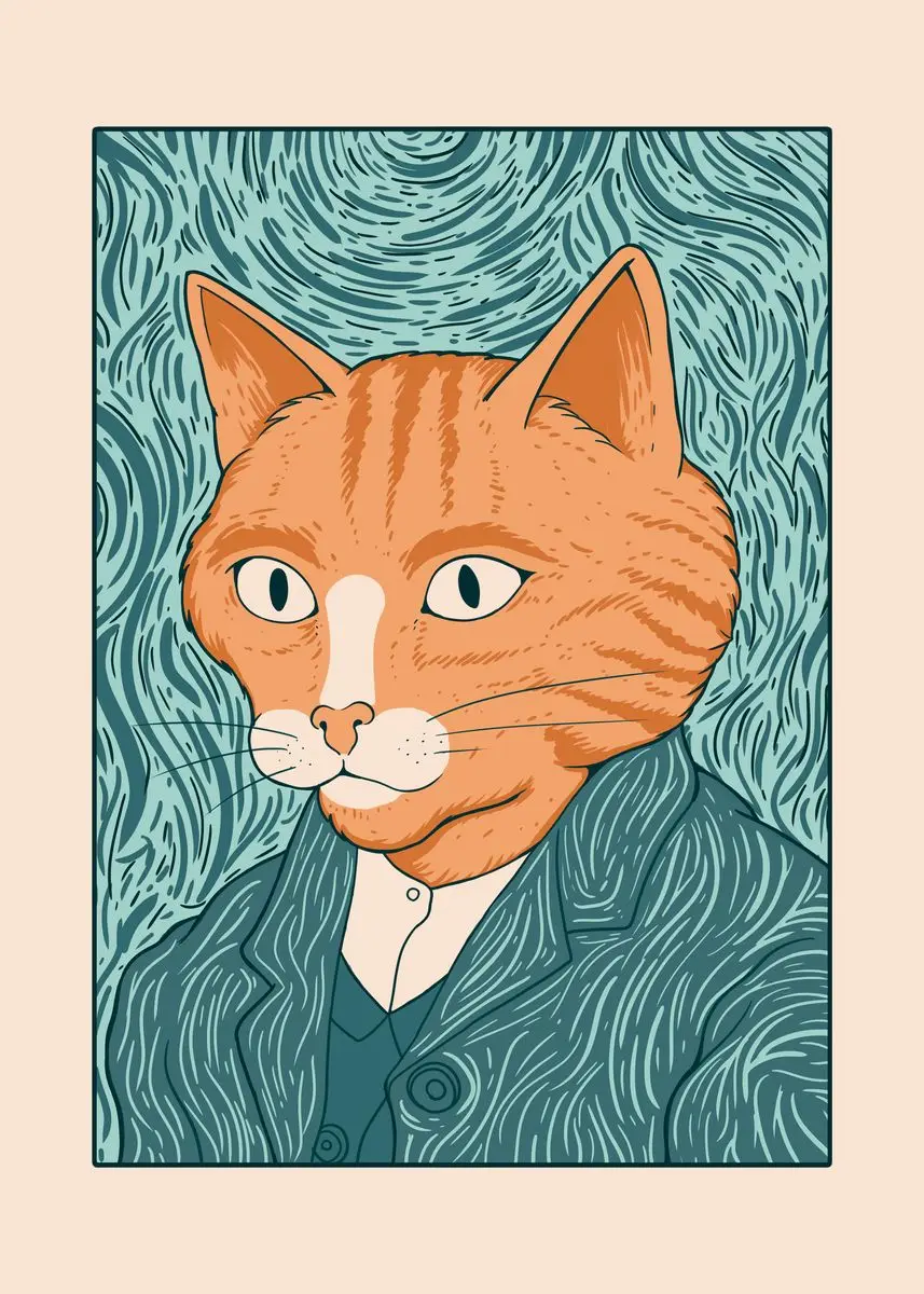 thumbnail image 1 of Pósteres de cómics y fotos de dibujos animados abstractos fantásticos y divertidos de gatos, cuadros en lienzo e impresiones, imágenes artísticas de pared para la decoración del hogar de la sala de es, 1 of 5