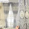 European Embroider Tulle Double Layer Luxury Curtains for Living Room Bedroom Embossed Design Blackout Villa Window Sheer Custom 1