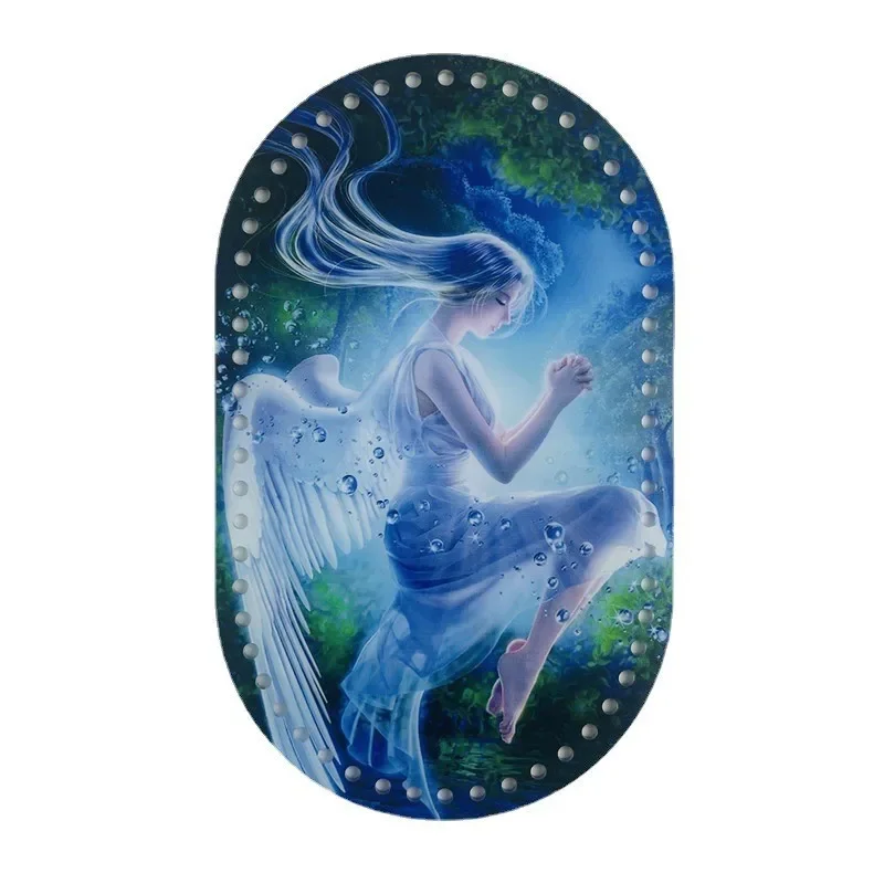 25*15cm Oval 1 Pcs Retro Flower Printed Acrylic Bag Base for DIY Knitting Crochet Bag Handbag Insert Cushion Pad Bottom Shaper