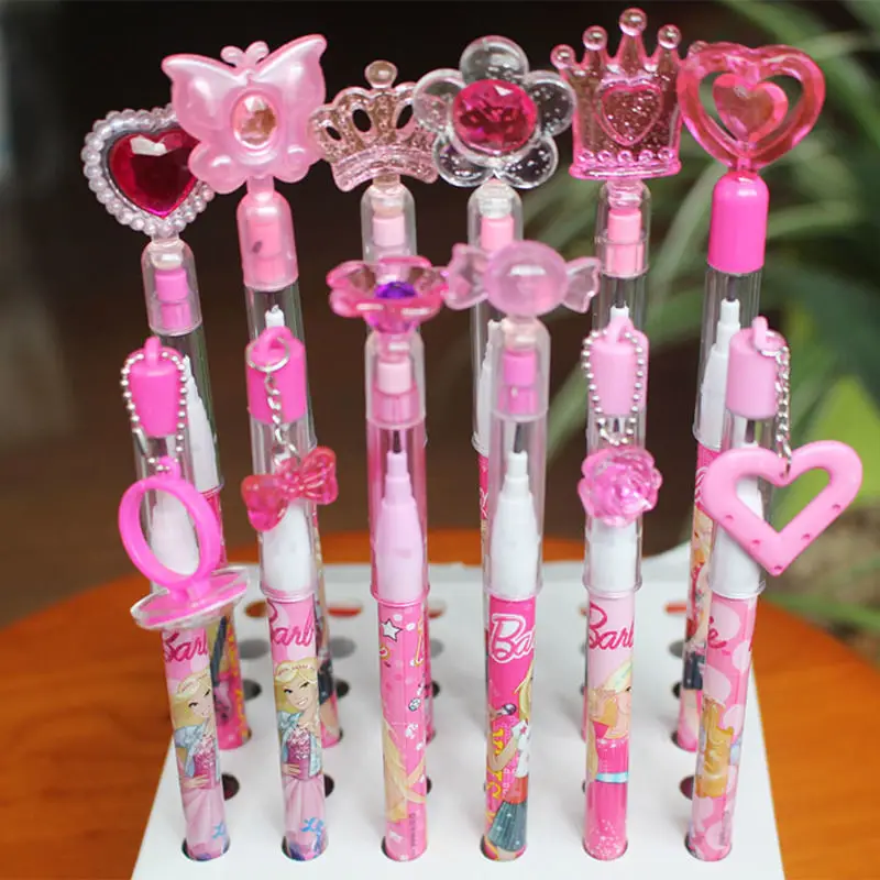

6/12Pcs Barbie Princess Mechanical Pencil Kawaii Cartoon Barbie Extensible Pencil Replaceable Lead Core Stationery Girls Gift