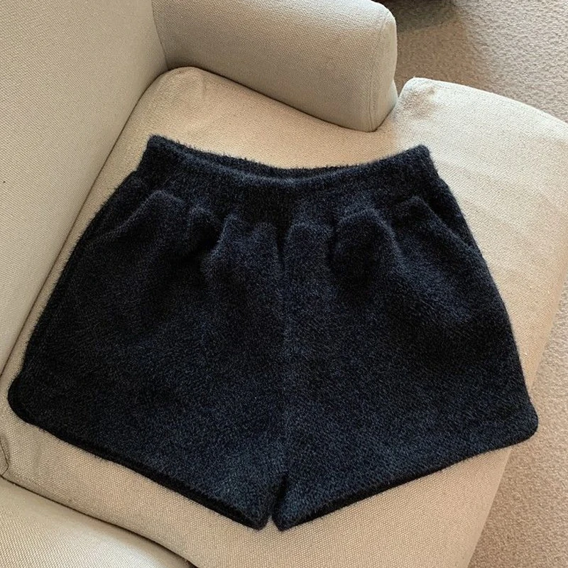 Autumn Winter New Solid Color All-match Shorts High Waist Pocket Sweet A-line Shorts Korean Fashion Sexy Women Clothing S-2XL
