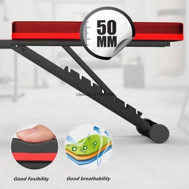 Body-Building Muscle Weight Training Machine Gym Fitness Foldable Dumbbell Bench Press Supine Board Sit-ups Rack With Pull Rope