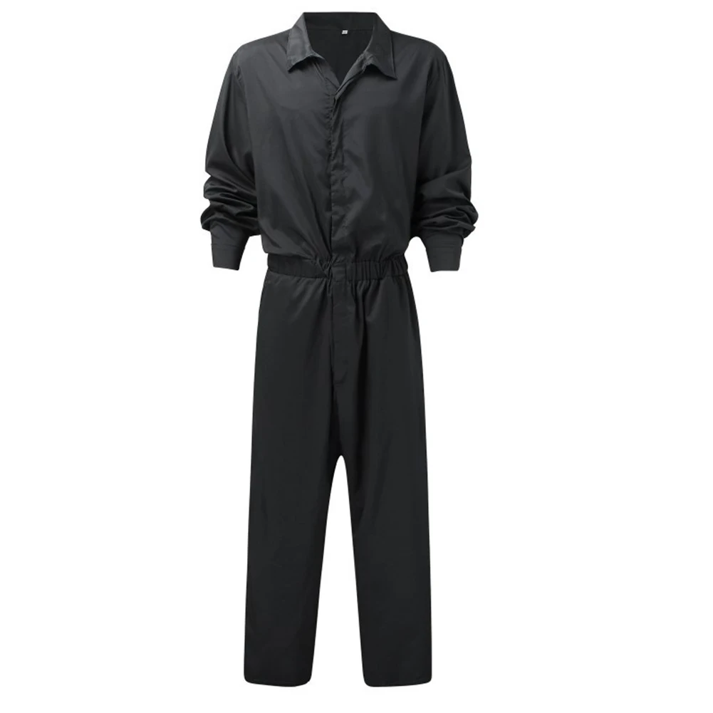 Description Picture 5 of itemSummer Thin Men's Cargo Jumpsuit Pants Overalls Fashion Long Sleeve Lapel Button-Down Rompers Solid Color Workwear Pants