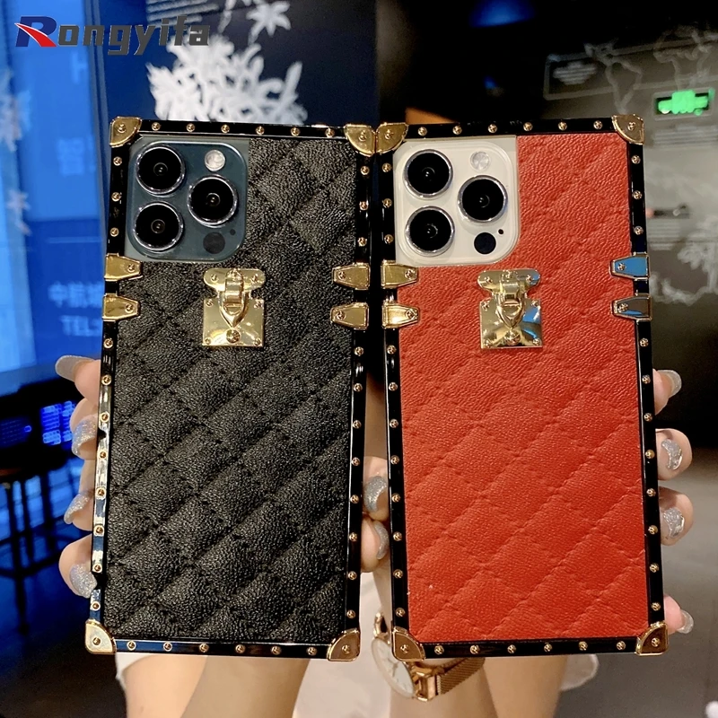 Fashion Square Leather Phone Case For Google Pixel 7 6 Pro 6A Luxury  Geometric cover