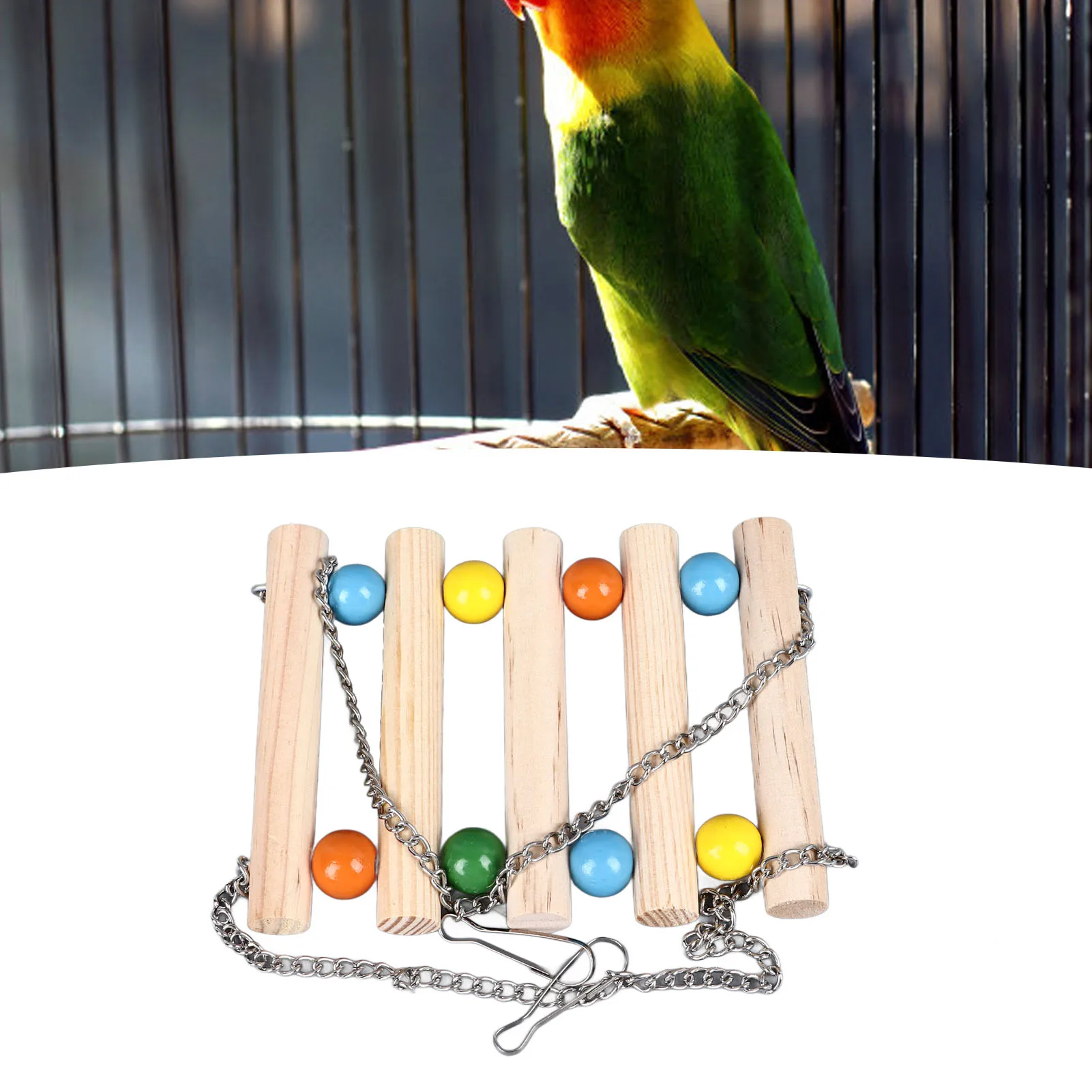 Multifunctional Wooden Swing Ladder for Hamster, Hanging Bridge, Swing Stand, Parrot, Small Bird, Guinea Pig
