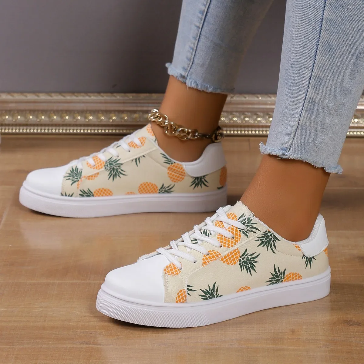 

Туфли женские на шнуровке, повседневная обувь, дизайнерские лоферы, плоская подошва, с принтом, эспадрильи, большие размеры 42