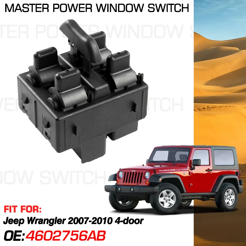 Electric Power Lifter Window Switch Button 4602756AB 12 Pins For Jeep Wrangler 2007 2008 2009 2010 4-Door 4602756AA Front Left