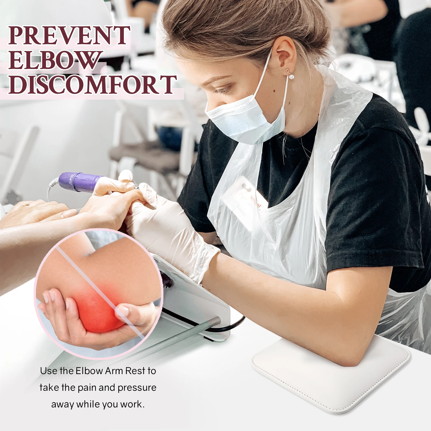 Nail Arm Rest For Elbow Leather Elbow Pad Cushion Hand Rest For Nails Non-Slip Base Nail Tech Manicure and Office,nail arm rest