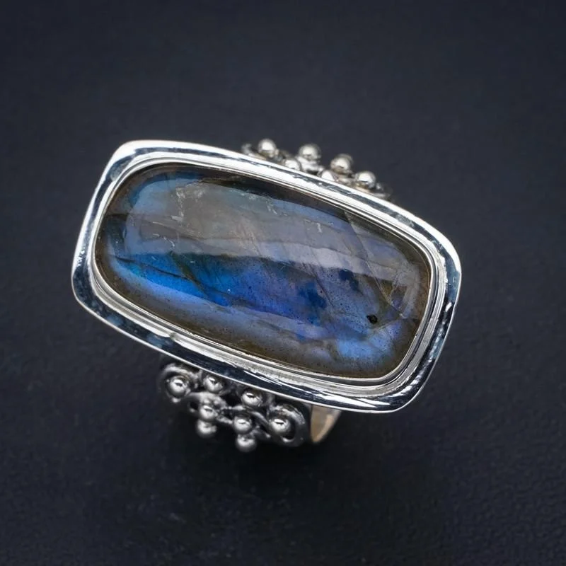 

StarGems Labradorite Wide Band Handmade 925 Sterling Silver Ring 7.75 F2626