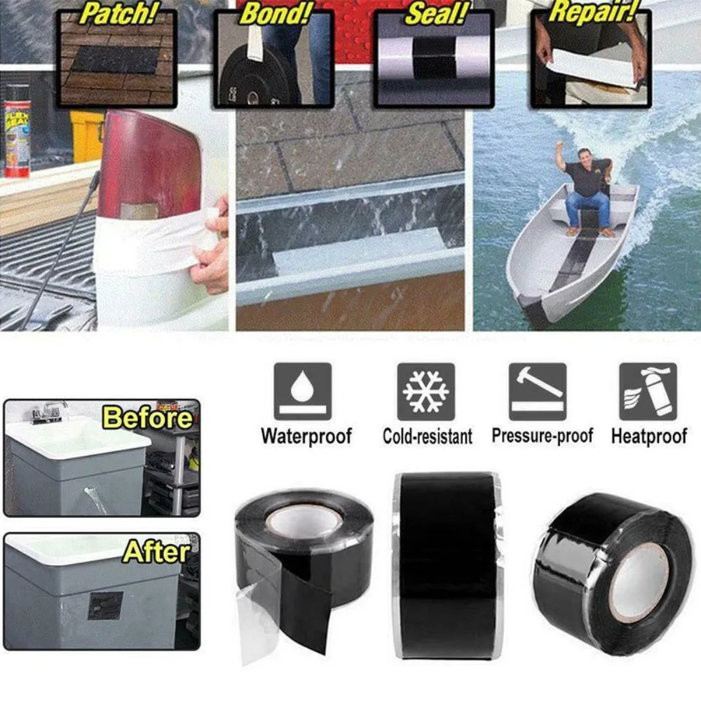 Super Strong Waterproof Water Pipe Repair Tapes Self Fusing Stop Leaks Silicone Adhesive Sealing Tape Insulating Multifunction