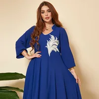 2023 New African Women Fashion Dress Long sleeved floral Embroidery Dubai Muslim Moroccan Turkey Islam Elegant Maxi Dresses 3