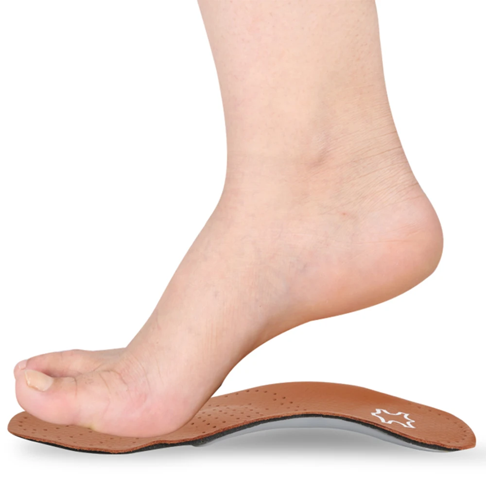 Arch Supports for Flat Feet Inserts Orthotic Insole Shoes Pad Soles Breathable Sweat Absorption Sports Leisure Leather Insole