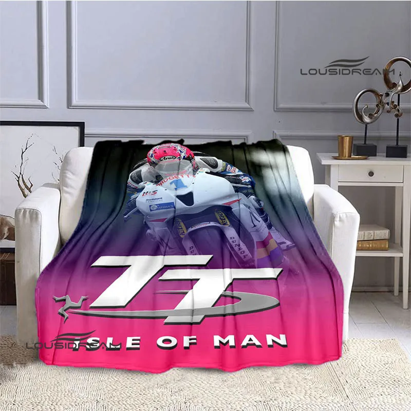 Motorcycle isle of man tt Printed blankets Flannel Warm blanket Soft Cozy Blanket Travel Blankets bed linings Birthday Gift 4