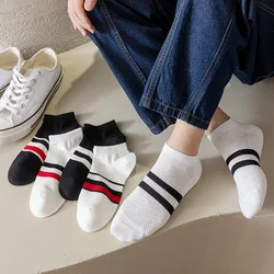 Summer Socks For Men Mesh Men'S Socks Breathable Low Barrel Socks Leisure Solid Color Stripes Short Socks Skin-Friendly
