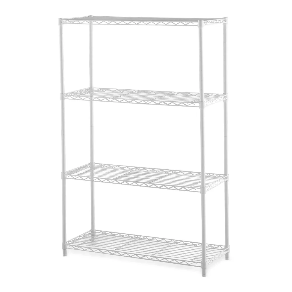 

1400lb Total Capacity Organizer Steel 4-Tier Storage Shelf Unit 54"H X 36"W X 14"D White Adult Freight Free Home Organization