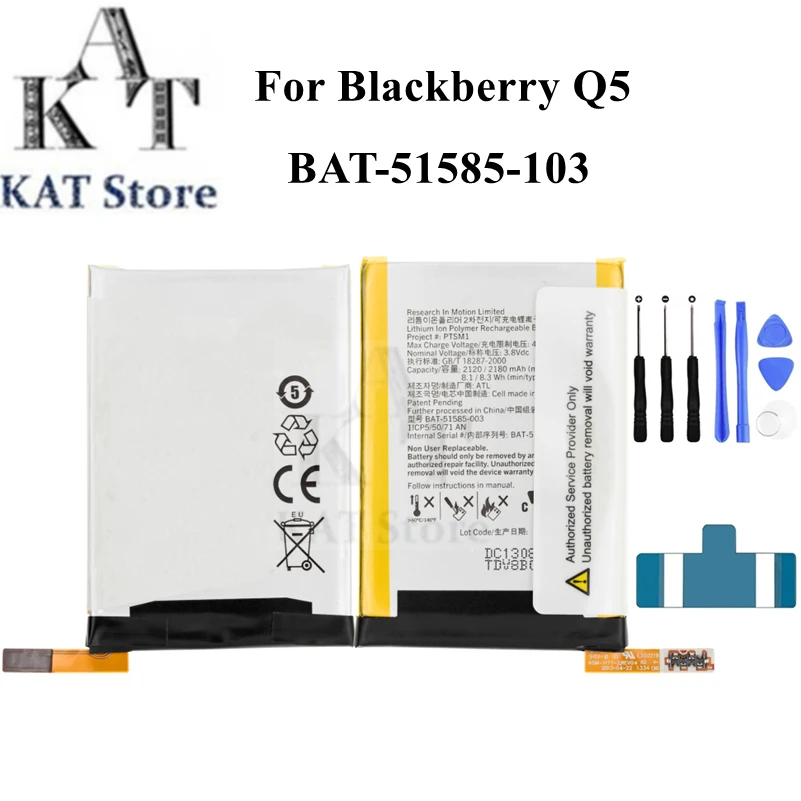 Batteria Del Telefono Cellulare Per La Sostituzione Dei Pezzi Di Ricambio Dell'Accumulatore Ricaricabile Blackberry Q5 Bat-51585-103 2180Mah