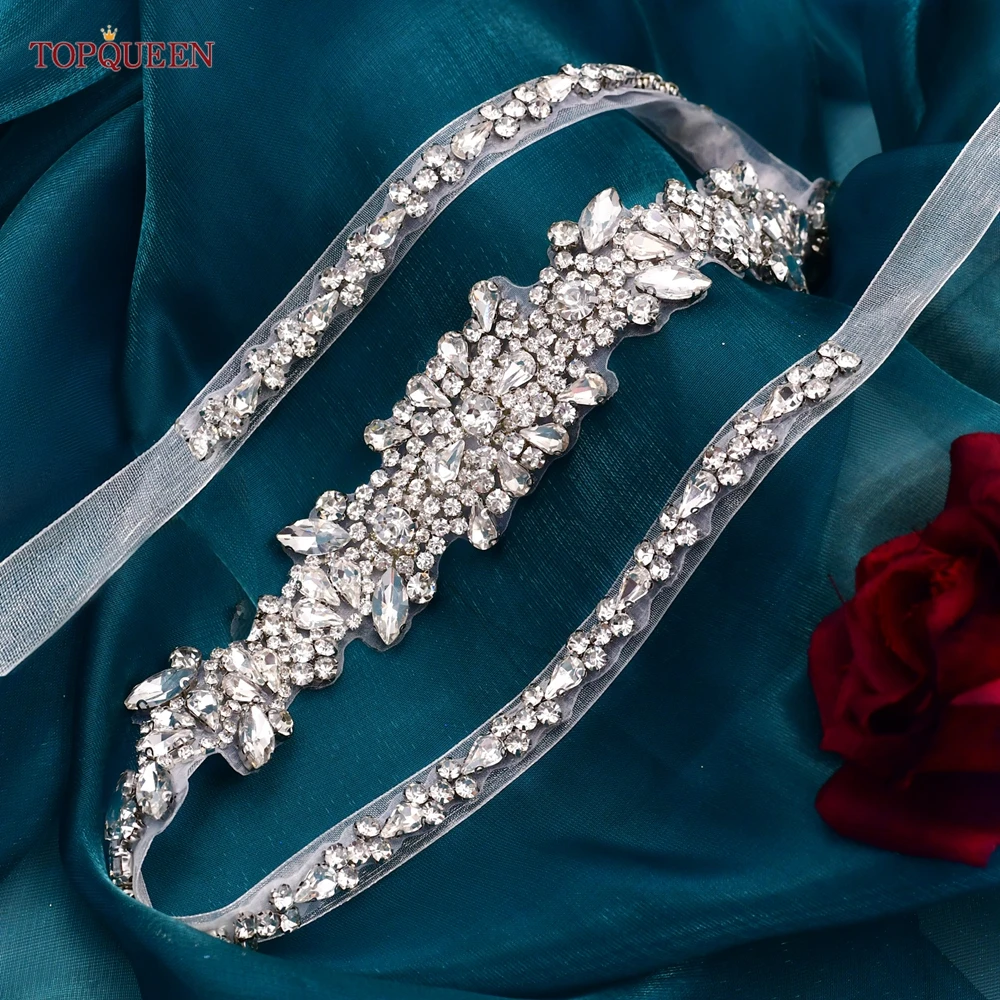 Bridal Belt Silver Fancy Rhinestone Women Wedding Dress Accessories Satin Ribbon Belt S51 bridal waistband bridal dress decoration