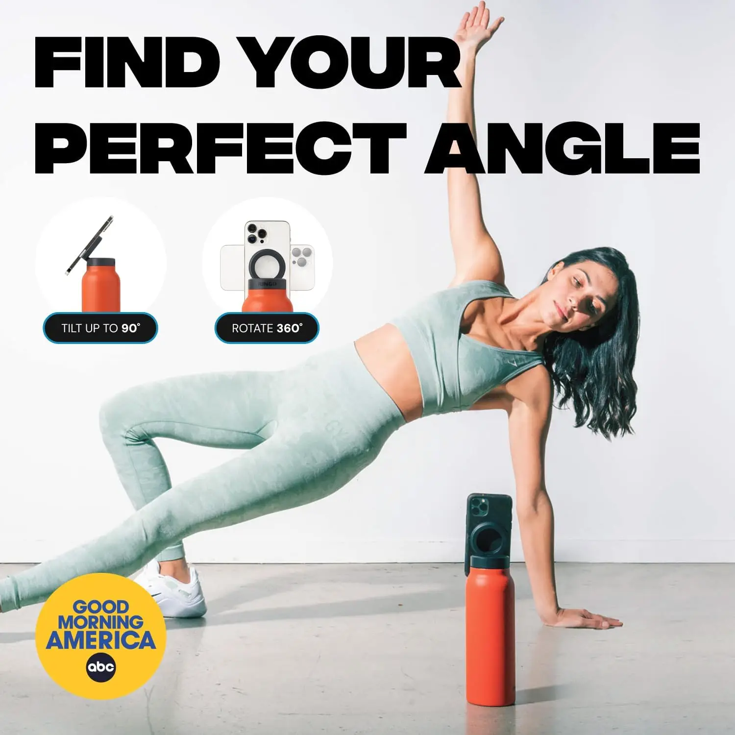 Insulated Water Bottle Compatible MagSafe Water Bottle With Phone Holder,Stainless Steel Water Bottle With Magnetic Phone Tripod view 4