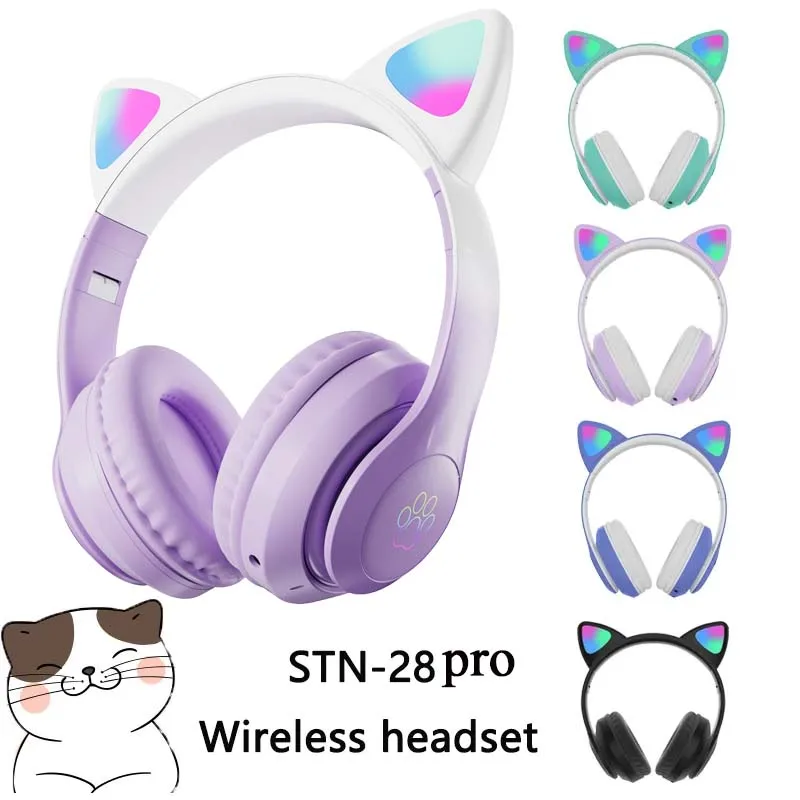 Newest-STN-28-Wireless-Headset-Cat-Ear-5-0-Bluetooth-Headphones-LED ...