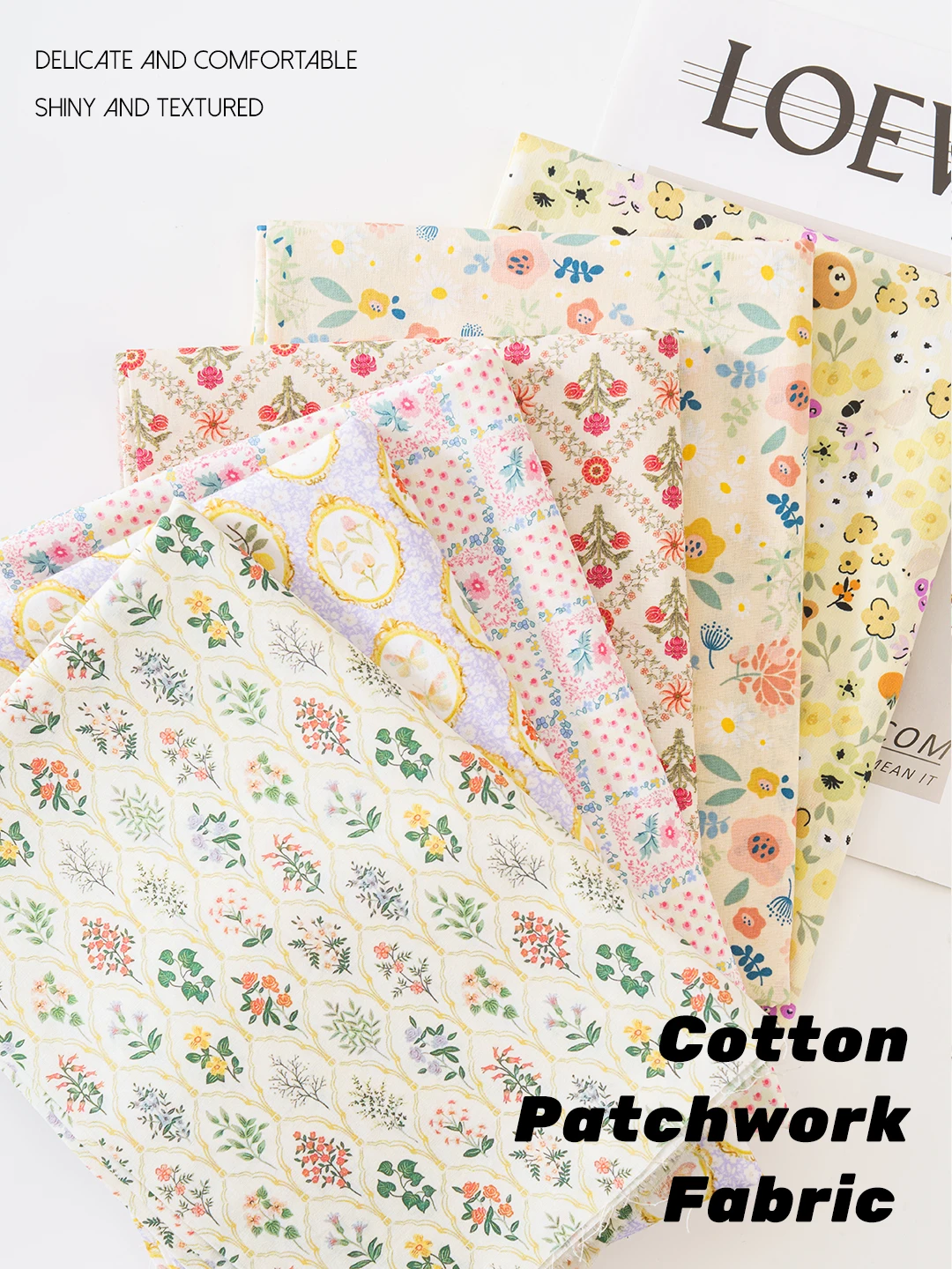 Spring/summer custom printed vintage poplin cotton fabrics for sewing doll garment women dress textile cloth by the meters custom painted fabric
