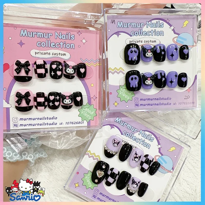 

Kawaii Sanrios Kuromi патчи для ногтей 3D мультфильм ношение Броня ногти многоразовые съемные ручной работы Маникюр очаровательные девушки