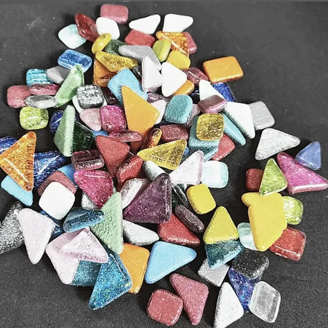 110pcs Tiles Mosaic Stained Glass Pieces Colored For Art Craft Bulk  1*1*0.4cm