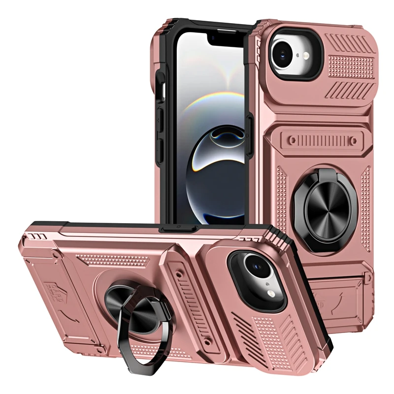 Shockproof Magnetic Car Holder Case with Card Slot – Ring Armor Back Cover