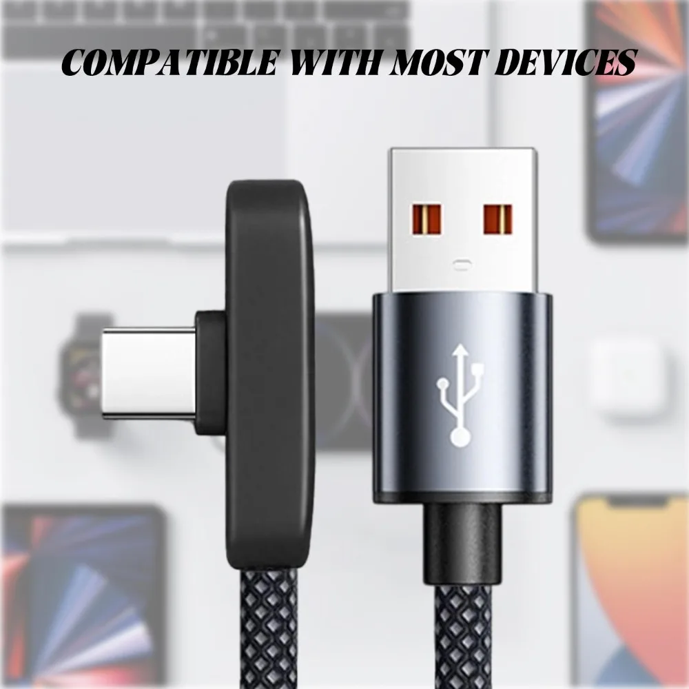 100W Right-Angle Braided Fast Charging USB to Type-C Cable