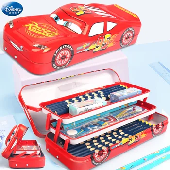 Disney Mcqueen astuccio a tre strati astuccio Stereo per auto di grande capacità cartone animato regalo di apprendimento cancelleria multifunzione 1