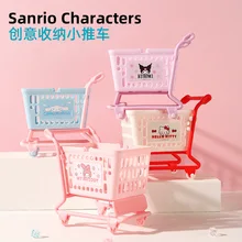 

Kawaii Sanrio Desk Organizer Cartoon Kitty Kuromi My Melody Cinnamonroll Storage Box Cute Beauty Table Trolley Toys for Girls