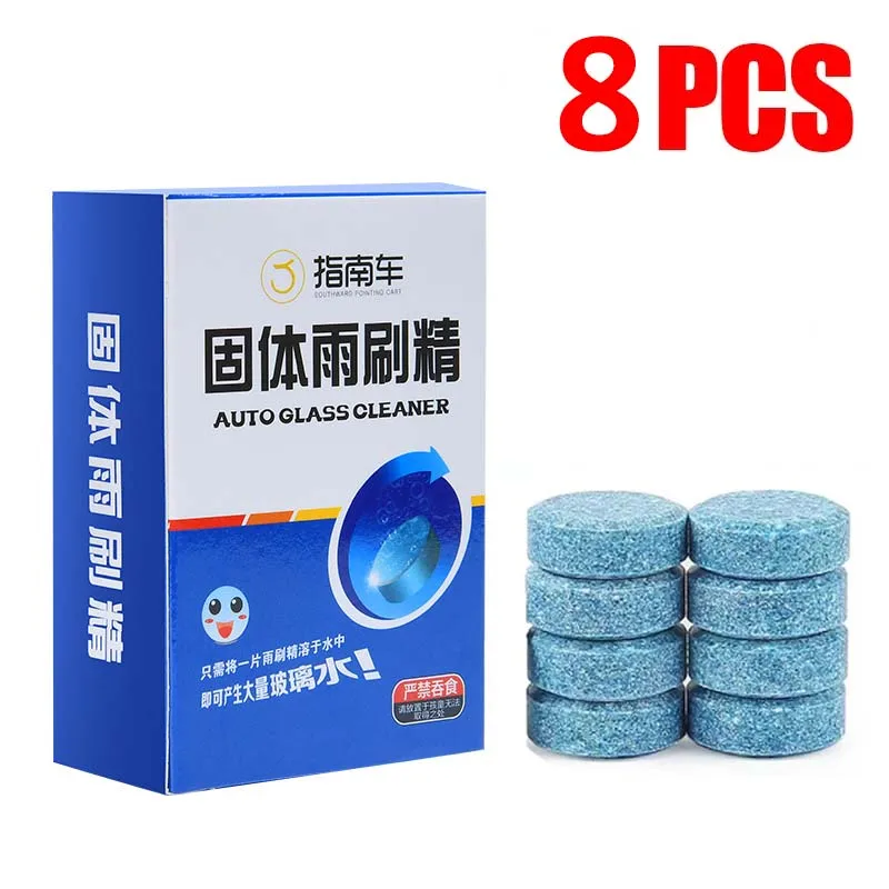 Windshield Cleaner Tablets Solid Cleaner Car Windscreen Cleaner Effervescent Tablet Auto Wiper Glass Solid Cleaning Concentrated Tablets Detergent 8PCS
