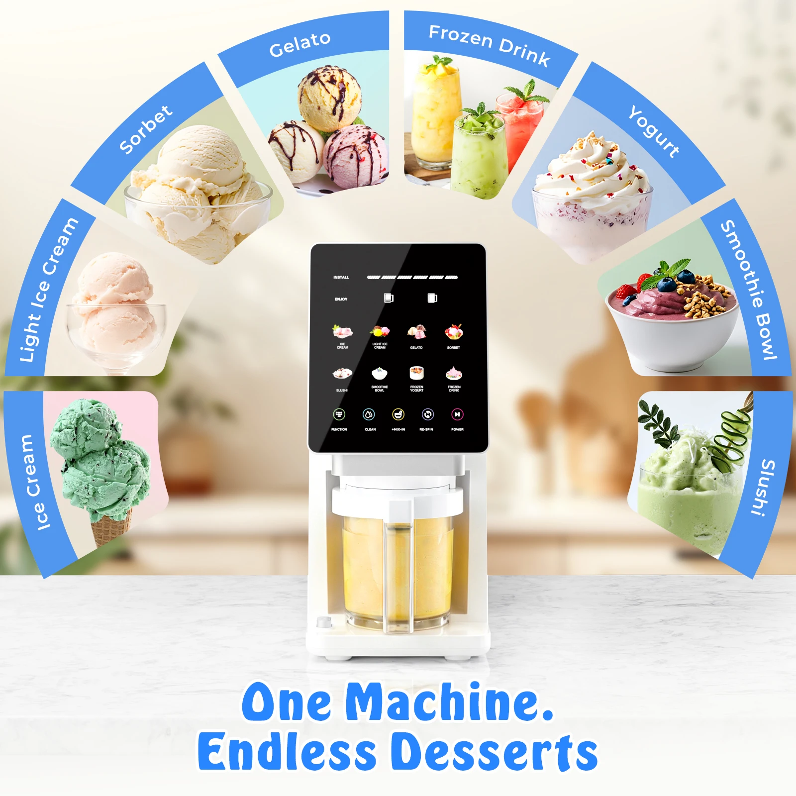 11 in 1 Ice Cream Maker with Recipe, Mix-in & Re-spin for Creamy Texture | 3 Pints Diary Free Keto-Friendly Frozen Dessert Machine, Frozen Treat, Yogurt, Sorbet, Gelato, Smoothie Bowls 3
