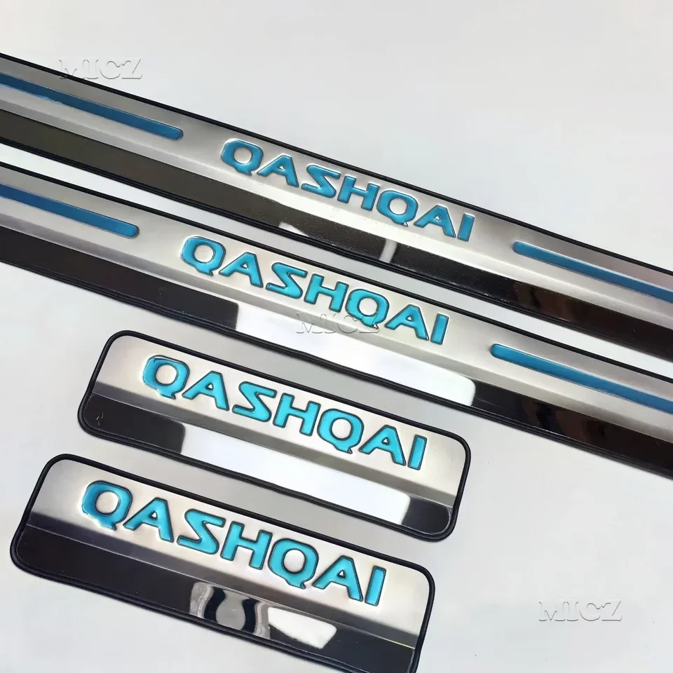 Door Sill Plates Nissan Qashqai (J12) Stainless Steel Brushed Anthracite 4 Pieces