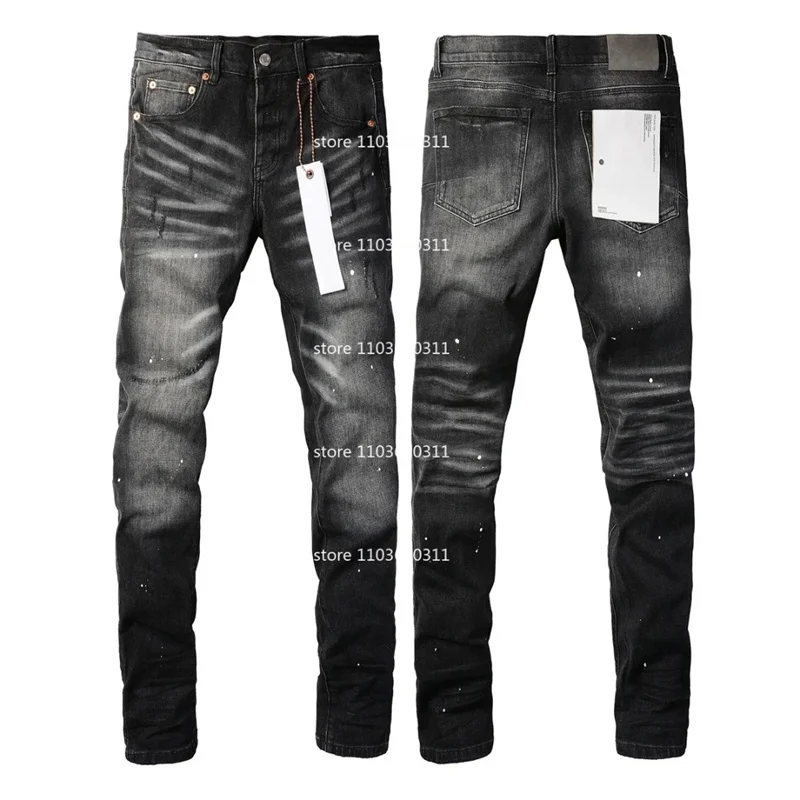 

For Men Pants Purplest Mens Trends Distressed Black Ripped Biker Slim Fit Motorcycle Man Stacked High Quality ripped jeans