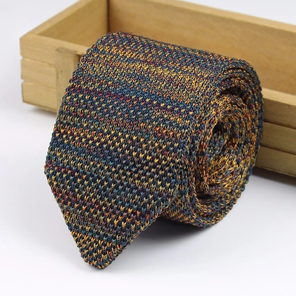 Gradient Knitted Tie - Mens Solid Color Slim Necktie