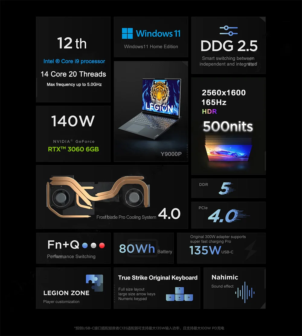 最終値下げLenovo Legion Y9000P 12900H RTX3060 Original Lenovo Legion Y9000P 2022 16-inch Gaming Laptop