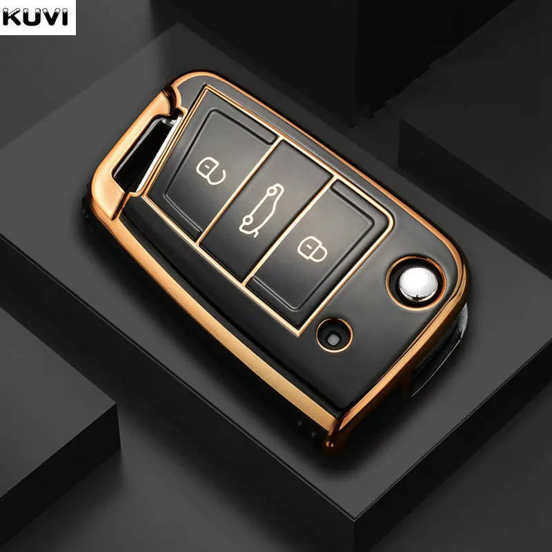 TPU Car Remote Key Case Cover Shell For VW Volkswagen Golf 7 MK7 Tiguan MK2 For SEAT Ateca Leon FR 2 Ibiza For Skoda