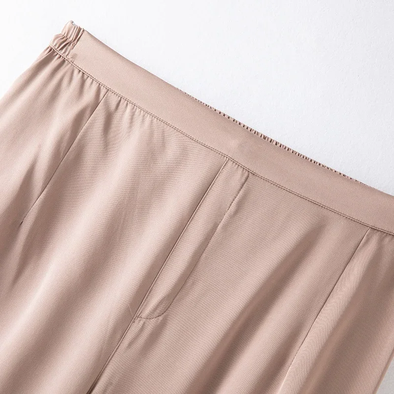 Tcyeek,22MM 93%Natural Silk Elegant Wide Leg Pants, Double