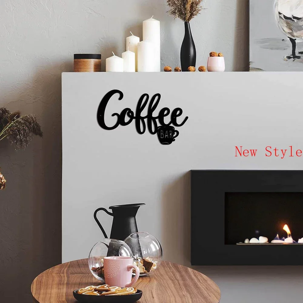 

Coffee Metal Wall Hanging Decoration Sign Metal Home Decor Coffee Cup Wall Mounted Decor Black Art Coffee Bar Cafe Store Home D