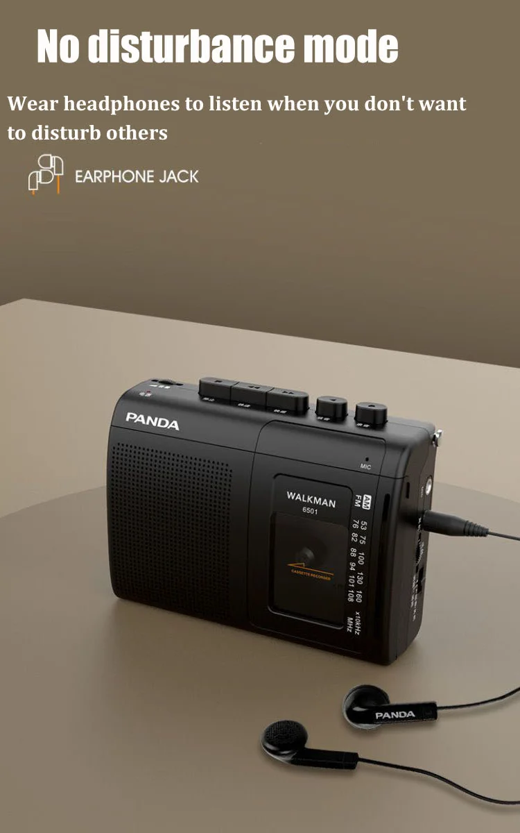 Portable Tape AM/FM Radio Retro Cassette Music Player Walkman Tape Recorders With Loudspeaker Support 3.5mm Headphone Play