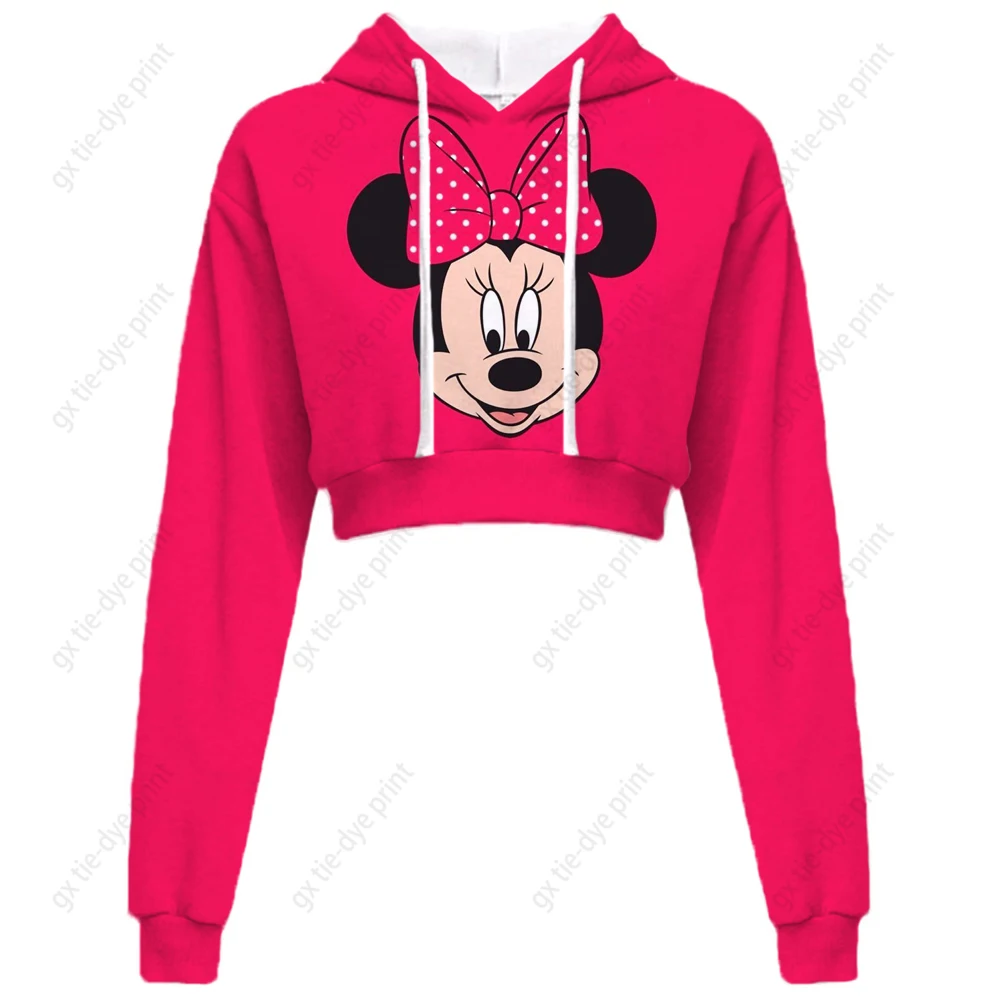 

Personalized Design Women's Disney Minnie Mickey Print Long Sleeved Crew Neck Hoodie Women Athletic Hoodies Juniors Hoodies