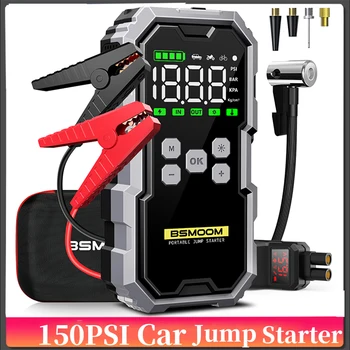 Car Jump Starter With Air Compressor LCD Screen 21800mAh Portable Booster Charger 6000A Powerful Car Battery Starting Devi 1